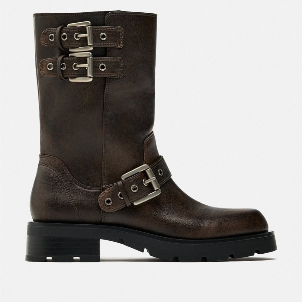 Zara buckled biker boot